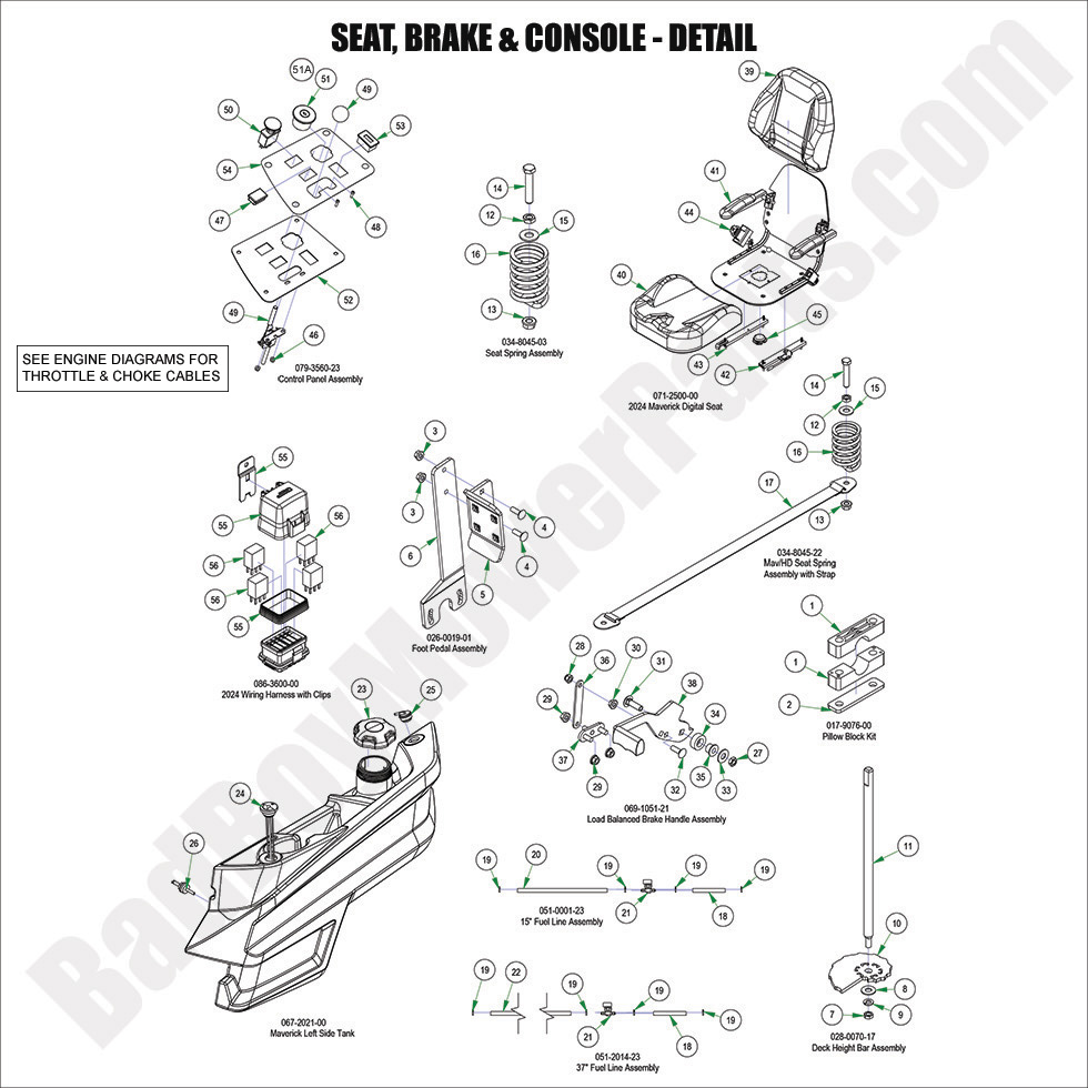 3349 - Bad Boy Mower Parts Lookup > 2024 > Maverick > Seat, Brake & Console - Detail
